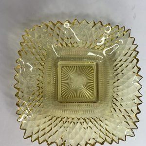 Vintage Amber Glass Ruffled Glass Dish